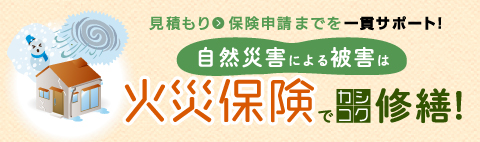 知らないで工事すると損?見積もり→保険申請までを一貫サポート!自然災害による被害は火災保険でカシコク修繕!