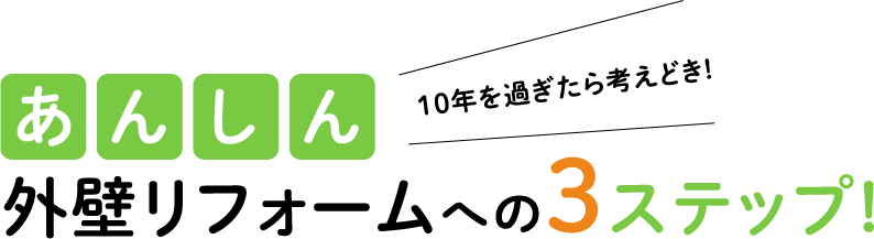 10年を過ぎたら考えどき! あんしん外壁リフォームへの３ステップ